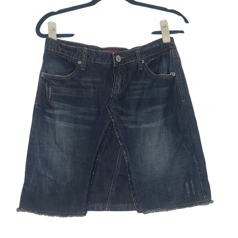 Vintage Mudd Y2K 90s Denin Jean Skirt Size 9 Distressed Boho Western‎ Festival